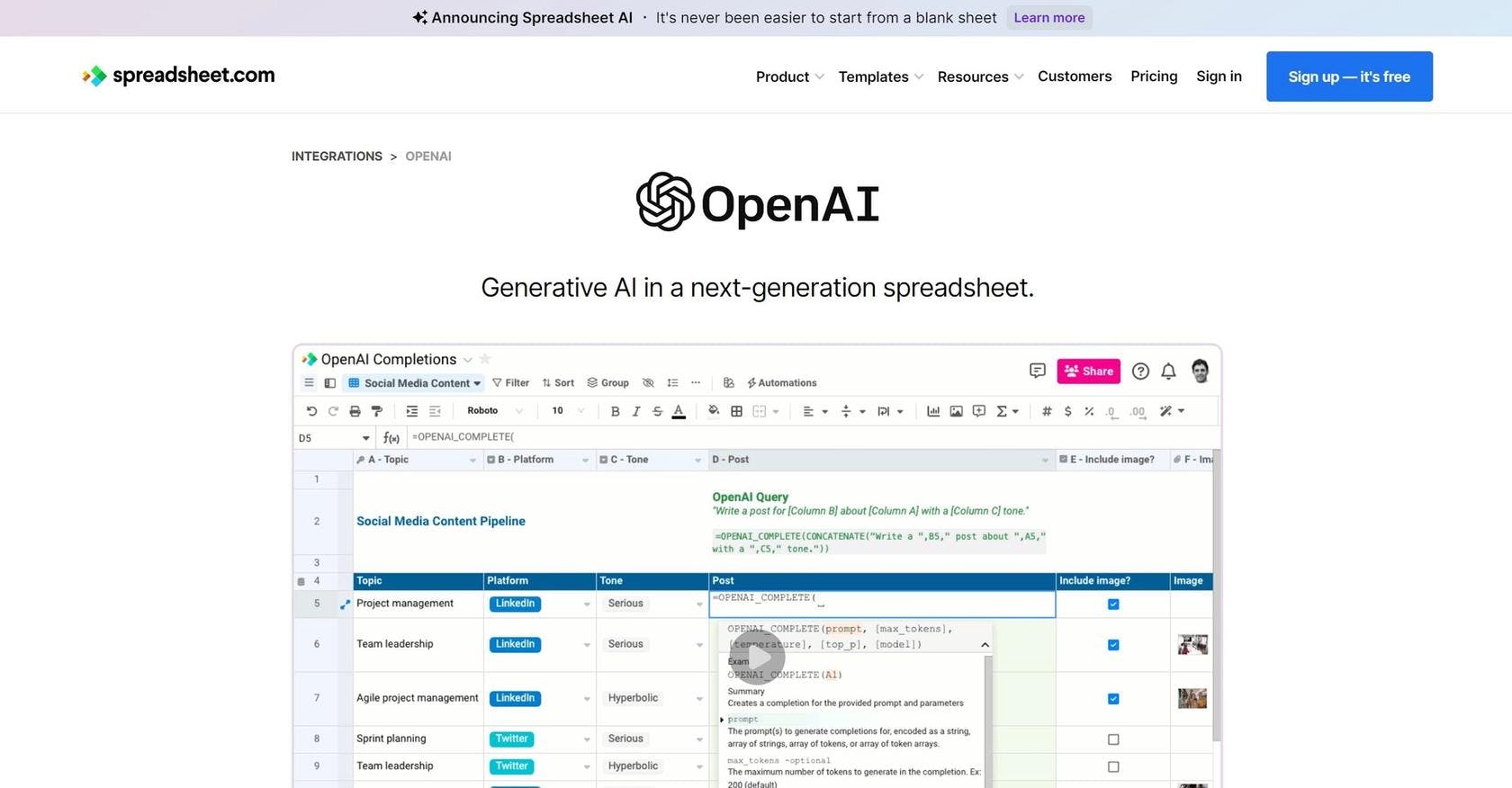 ThemotherAI - OpenAI in Spreadsheet